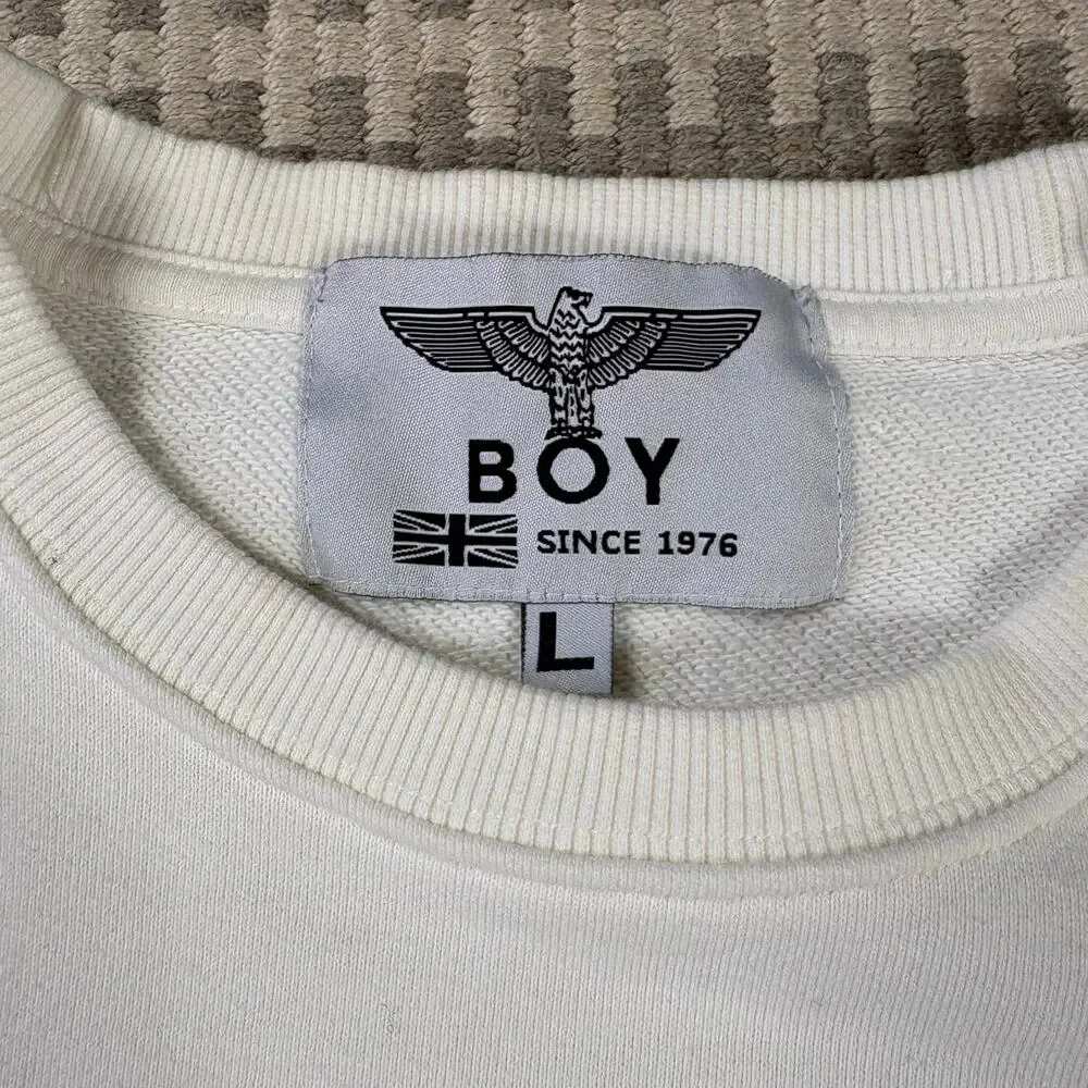 BOY London White‎ Eagle Logo Graphic Crewneck Sweatshirt Women Sz L Preowned